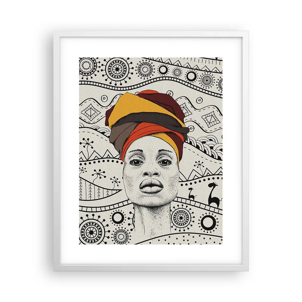 Pôster em moldura branca - Retrato africano - 40x50 cm