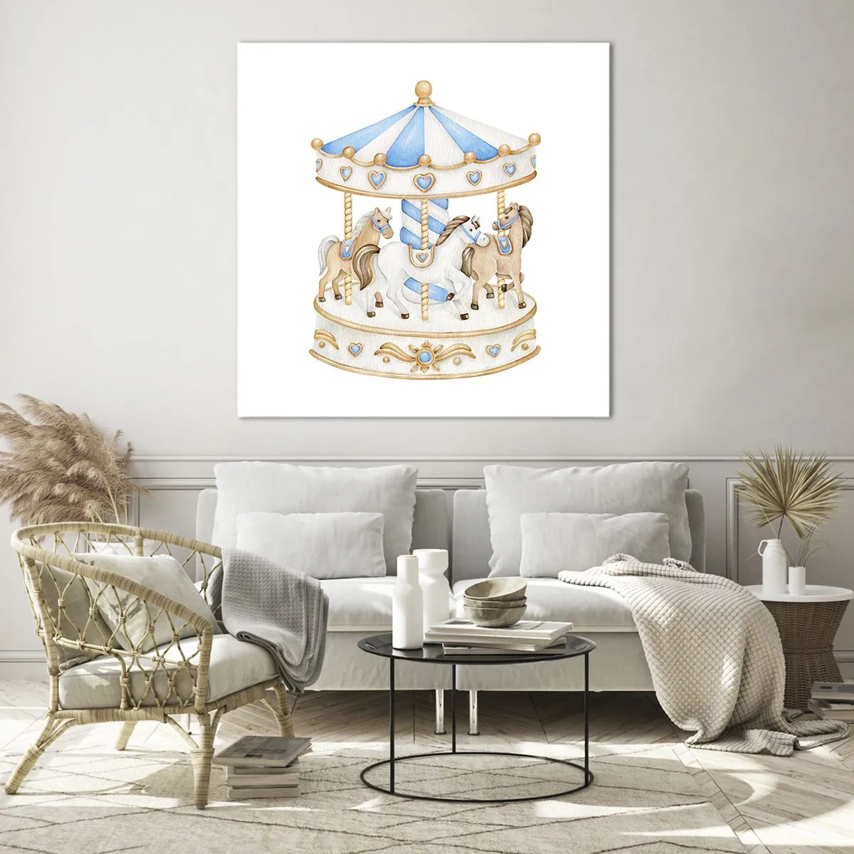 Quadro em vidro - Doce infância - 60x60 cm