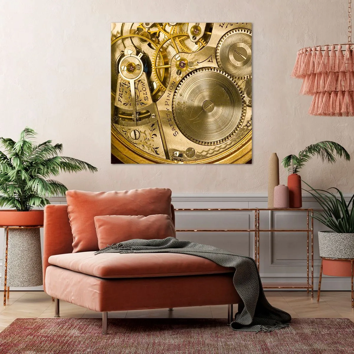 Quadro em tela - Mova-se com o tempo - 40x40 cm