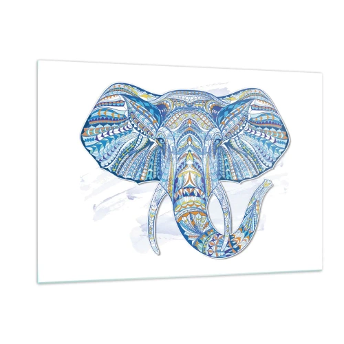Quadro em vidro - Incrustado com ouro e azul - 120x80 cm