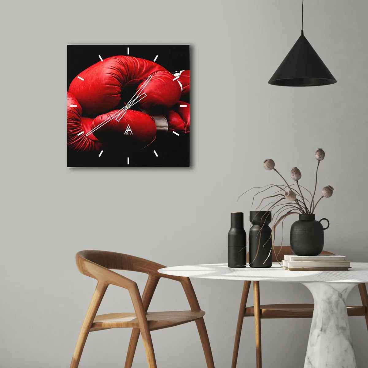 Relógio de parede - Relógio em vidro - As emoções da luta ficaram para trás - 30x30 cm