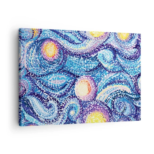 Quadro em tela - Uma interpretação artística do céu estrelado no estilo de Van Gogh - 70x50cm - De um quadro de van Gogh - Decoração de parede moderna para a sala de estar e quarto ARTTOR