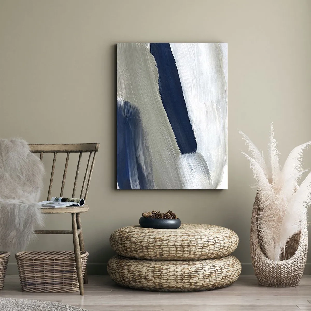 Quadro em tela - Encontro com a brancura - 55x100 cm