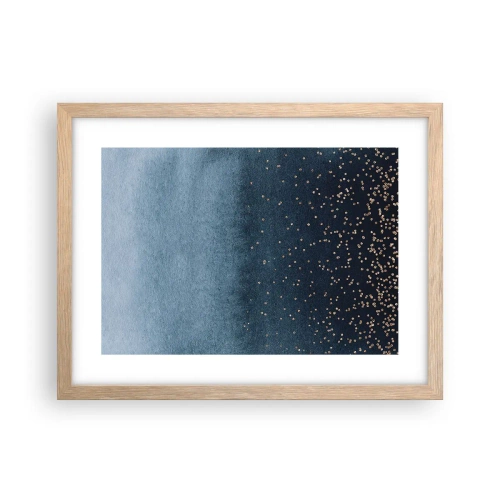 Pôster com moldura de carvalho claro - Composição – fases azuis - 40x30 cm