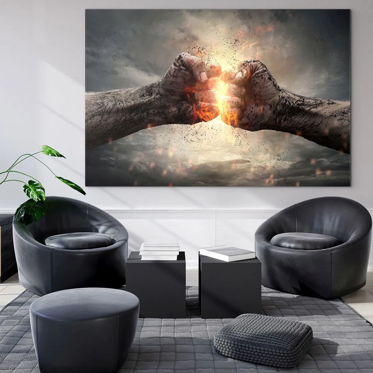 Quadro em vidro - Levante-se para a luta - 70x50cm - Prepare-se para a luta - Decoração de parede moderna para a sala de estar e quarto ARTTOR