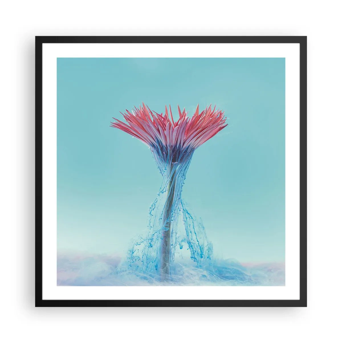 Pôster com moldura preta - Num abraço revigorante - 60x60 cm