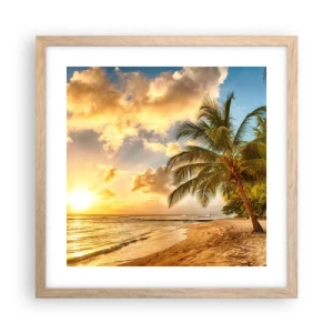 Pôster com moldura de carvalho claro - Eterno verão, férias eternas - 40x40 cm