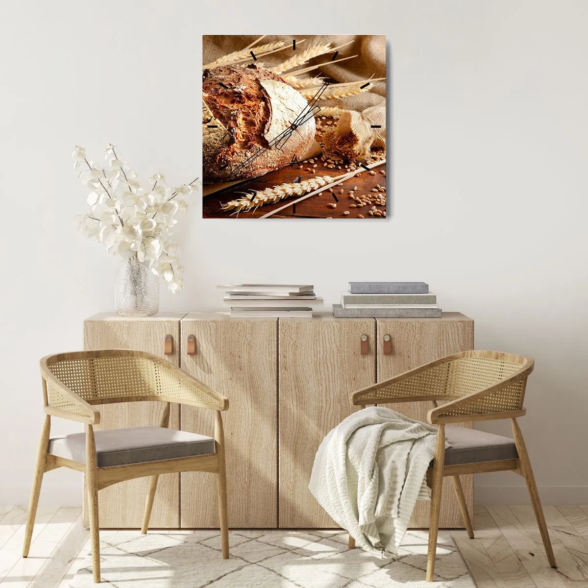 Relógio de parede - Relógio em vidro - Apetitoso, perfumado, crocante - 30x30 cm