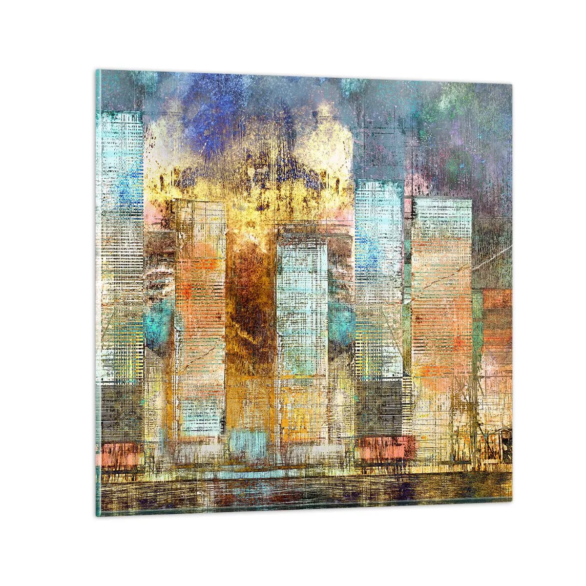 Quadro em vidro - Uma metrópole ensolarada - 70x70 cm