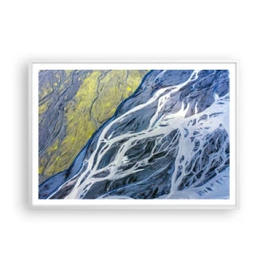 Pôster em moldura branca - Pinturas rupestres da natureza - 100x70 cm