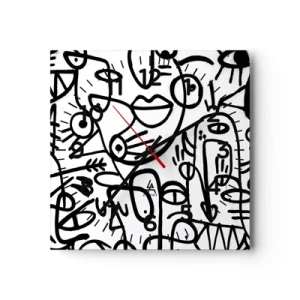 Relógio de parede - Relógio em vidro - Rostos e miragens - 40x40 cm