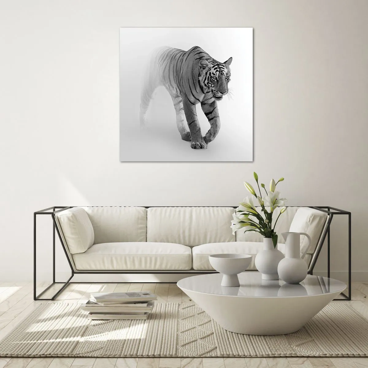 Quadro em vidro - À espreita na névoa - 70x70 cm