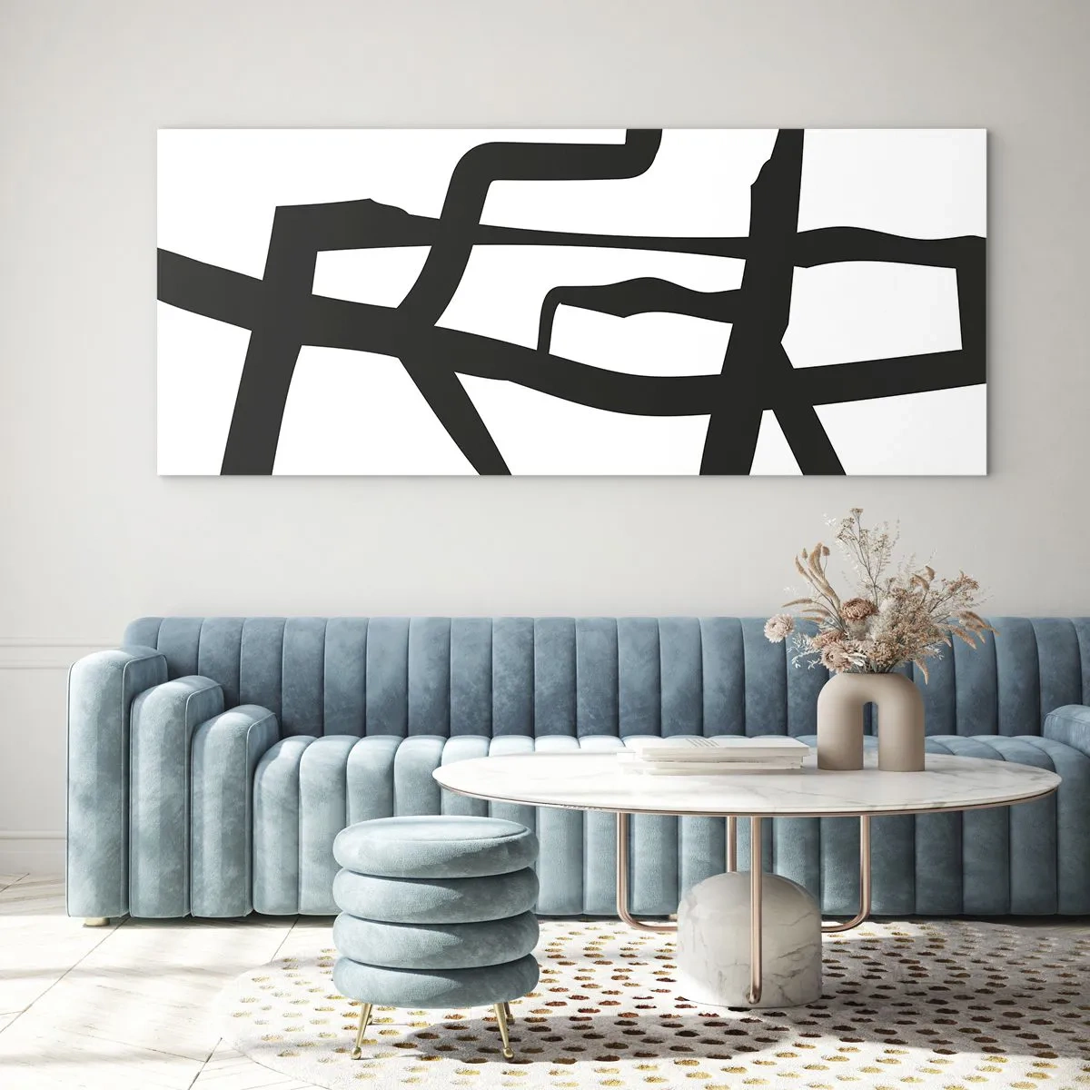 Quadro em vidro - Projeto preto e branco - 100x40 cm