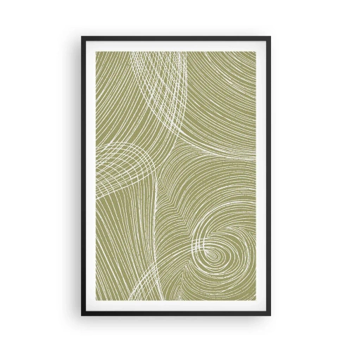 Pôster com moldura preta - Abstração intrincada em branco - 61x91 cm