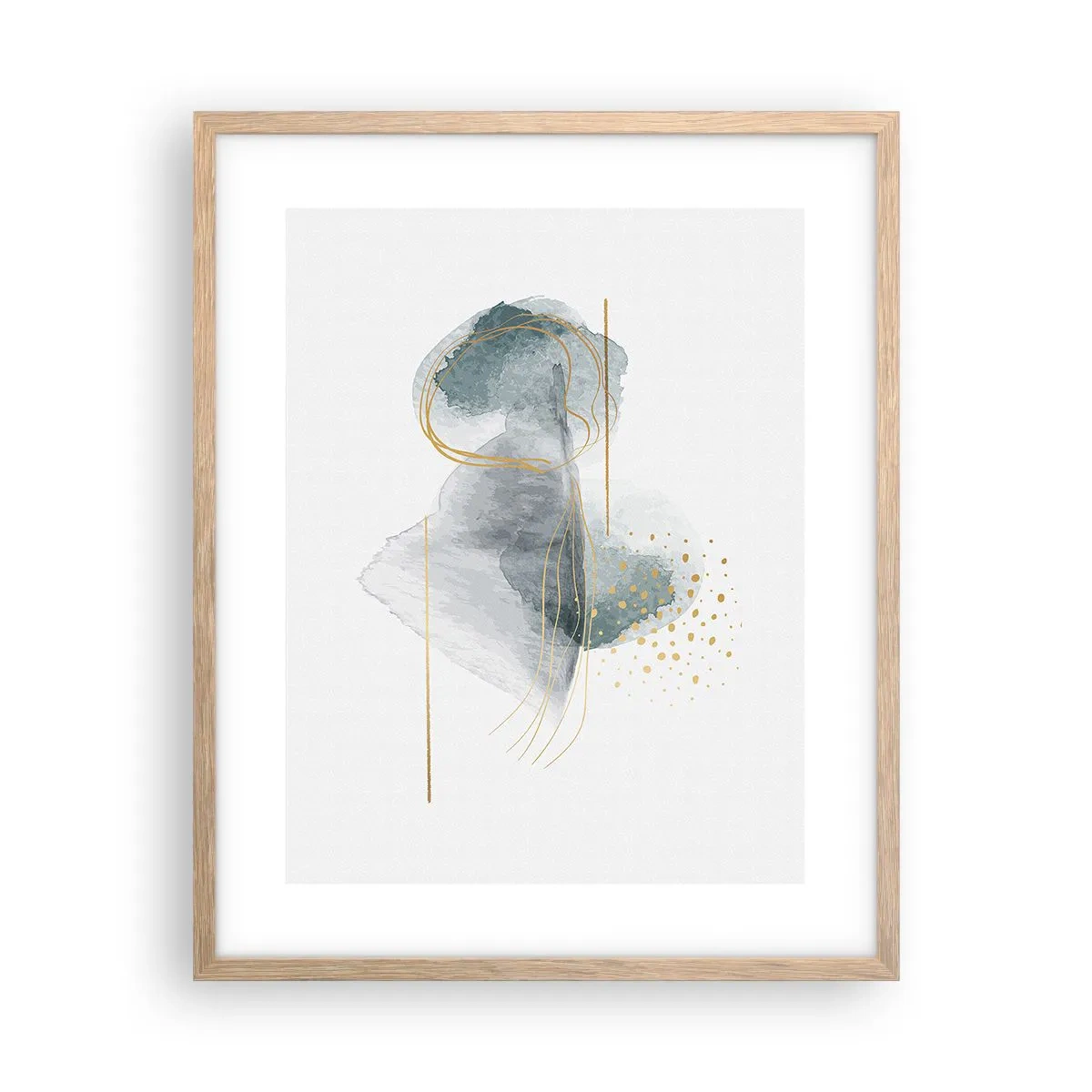 Pôster com moldura de carvalho claro - Sobre a relação entre o cinza e o dourado - 40x50 cm