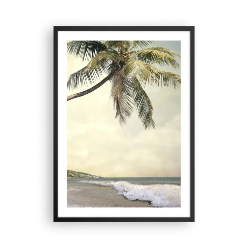 Pôster com moldura preta - Uma palmeira contra o mar - 50x70cm - Sonho tropical - Decoração de parede moderna para a sala de estar e quarto ARTTOR