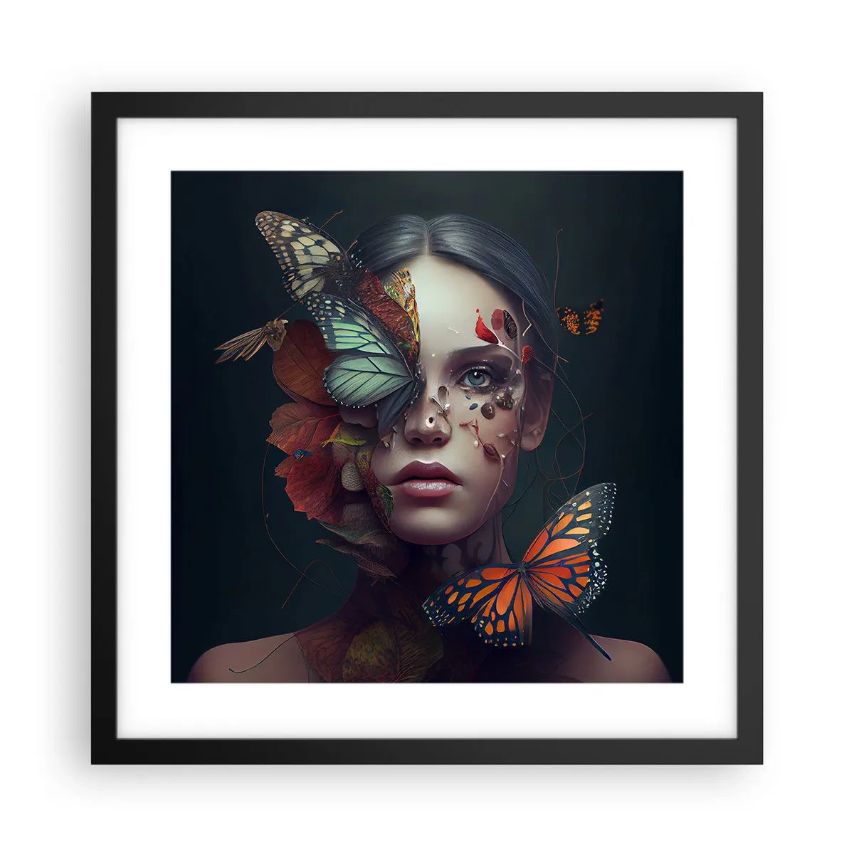 Pôster com moldura preta - Uma metamorfose maravilhosa - 40x40 cm