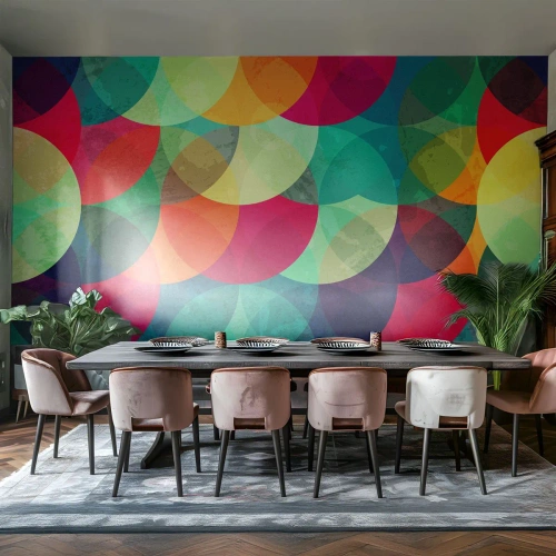 Papel de Parede Premium Sand - Ascensão às cores - Abstração, Pedaço, Círculos Coloridos - 300x210 cm