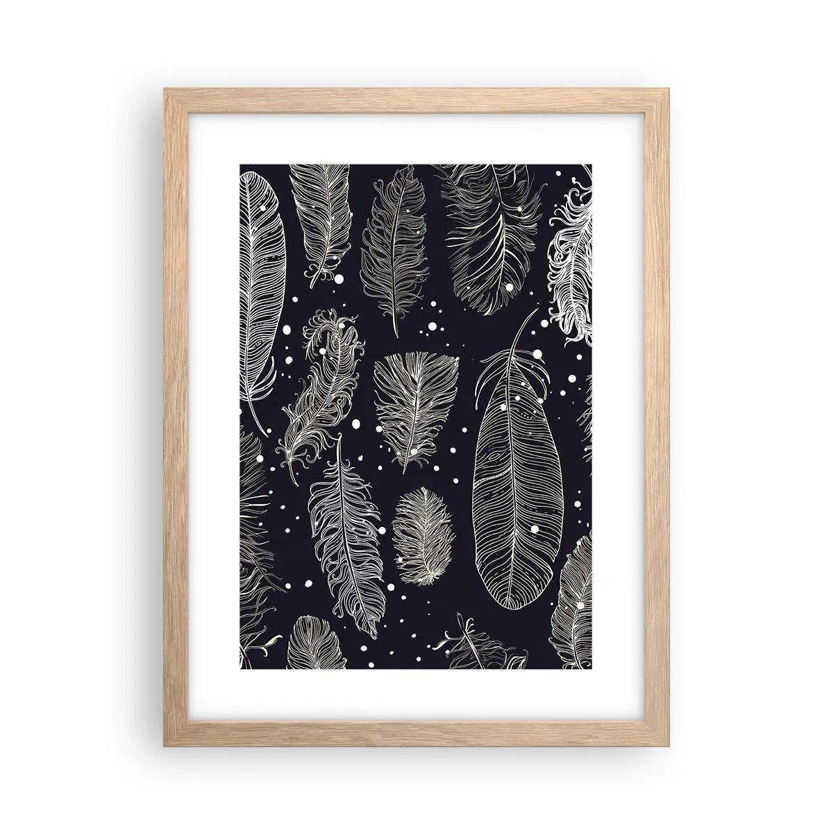 Pôster com moldura de carvalho claro - Rendas de penas - 30x40 cm