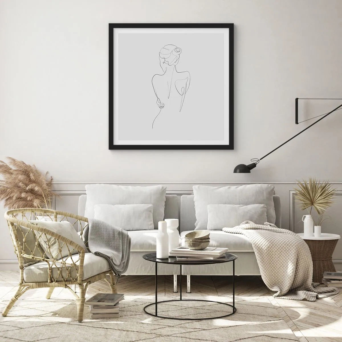 Pôster com moldura preta - Música corporal - 60x60 cm