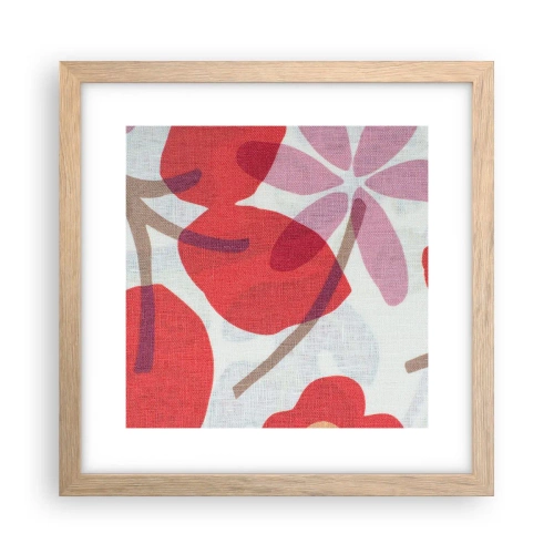 Pôster com moldura de carvalho claro - Arranjo de flores em rosa - 30x30 cm