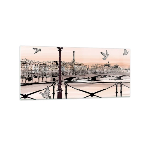Quadro em vidro - Sobre os telhados de Paris - 120x50 cm