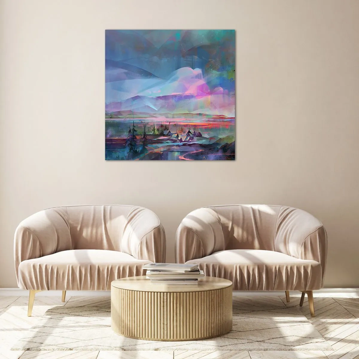 Quadro em vidro - Sob um céu benevolente - 60x60 cm