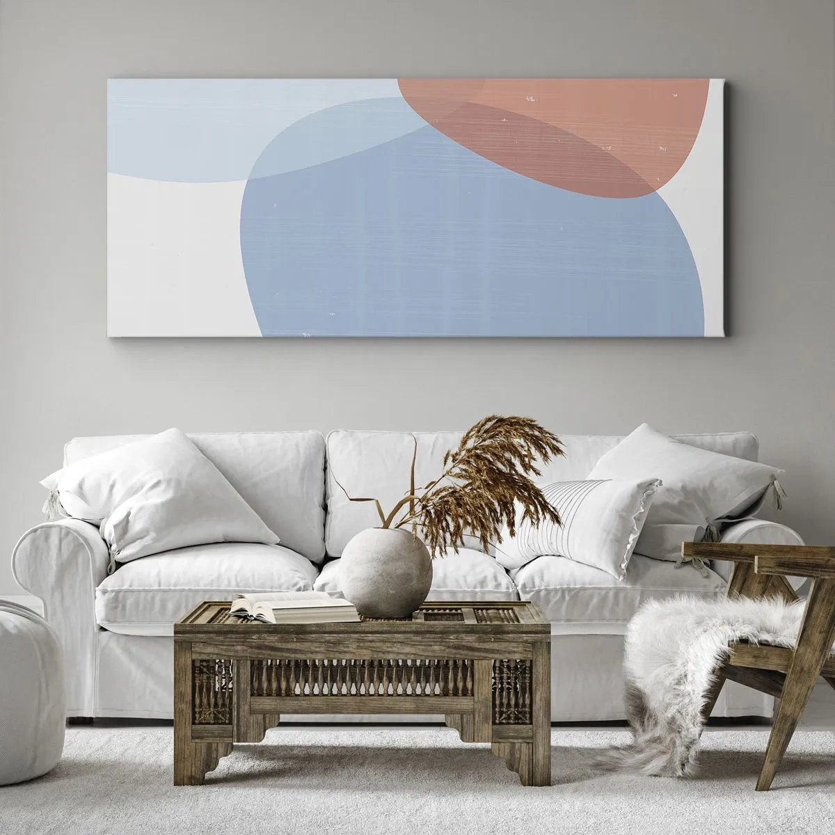 Quadro em tela - Relacionamentos pastel - 100x40 cm