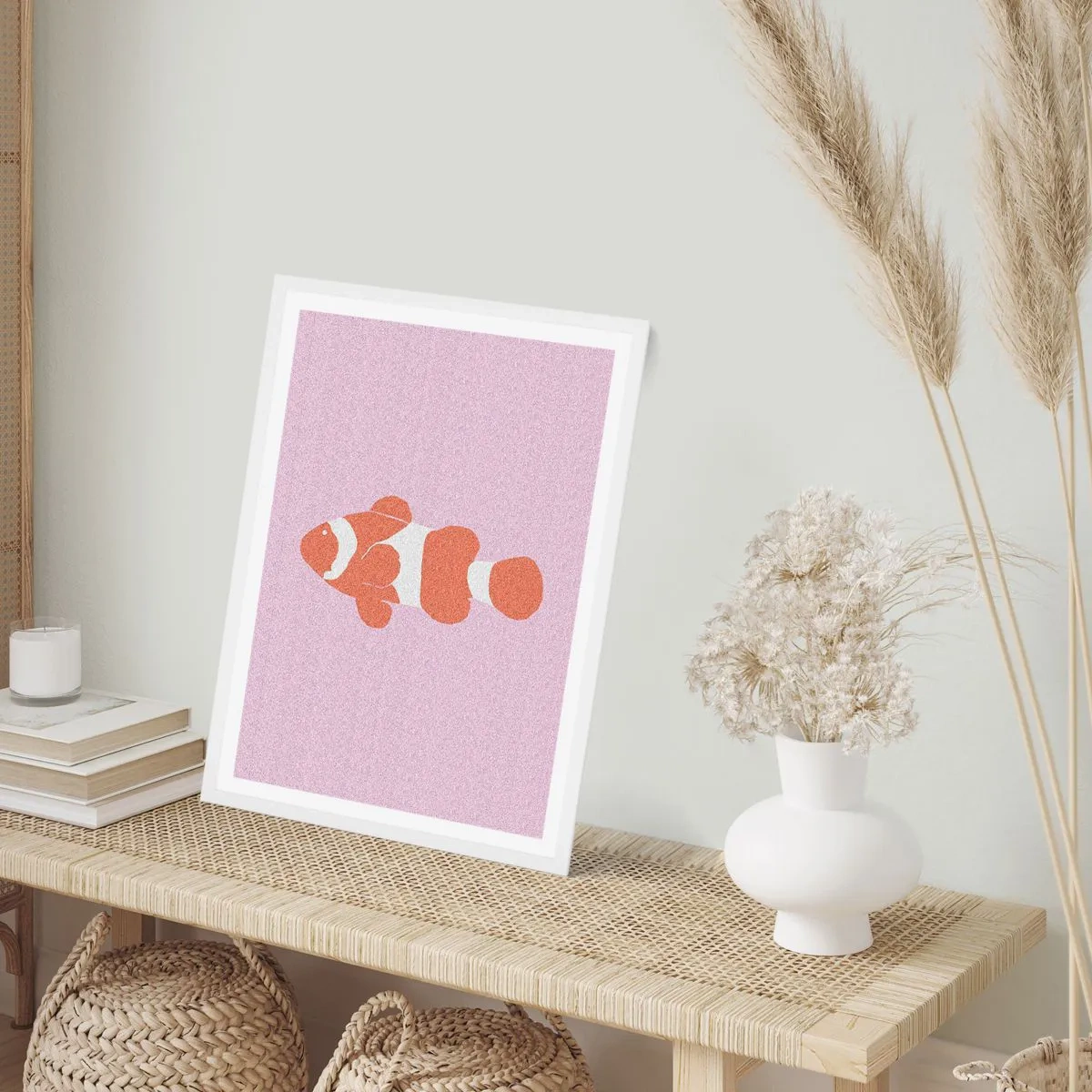 Pôster em moldura branca - Em coral no rosto e na cauda - 70x100 cm