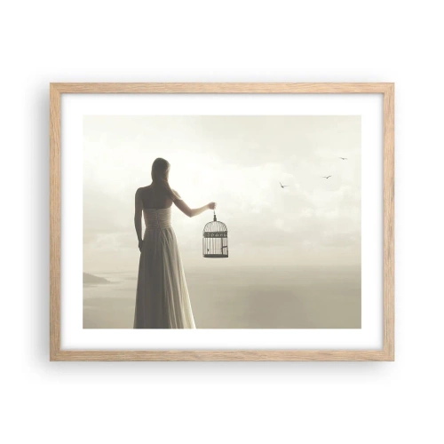 Pôster com moldura de carvalho claro - Seja livre - 50x40 cm