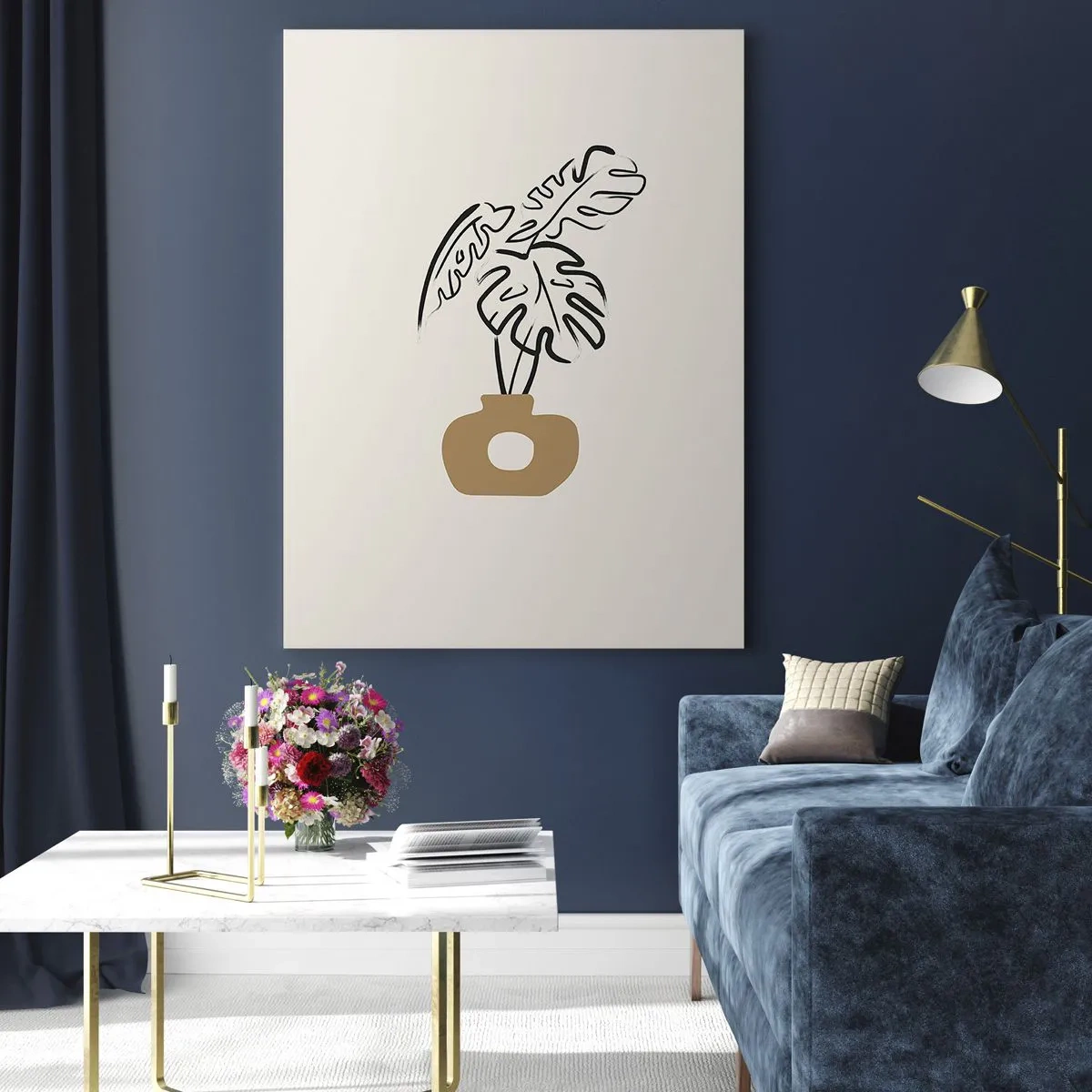 Quadro em vidro - Monstera – decoração do lar - 50x70 cm