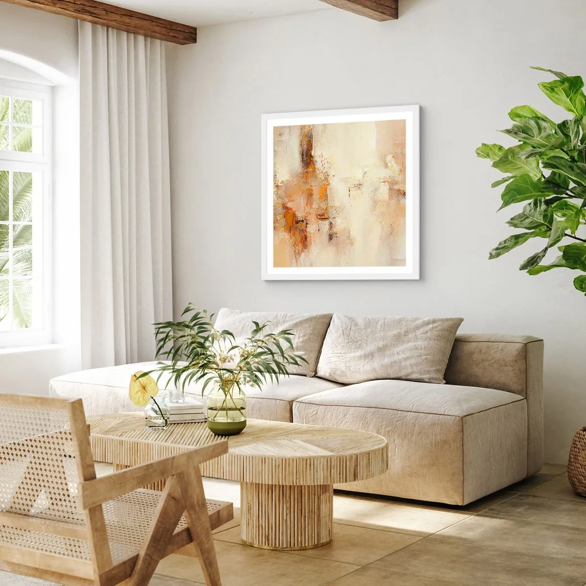 Pôster em moldura branca - Alma de âmbar - 40x40 cm