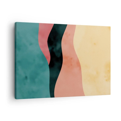 Quadro em tela - Ondas abstratas em cores pastel - 70x50cm - Incompatibilidade compatível - Decoração de parede moderna para a sala de estar e quarto ARTTOR