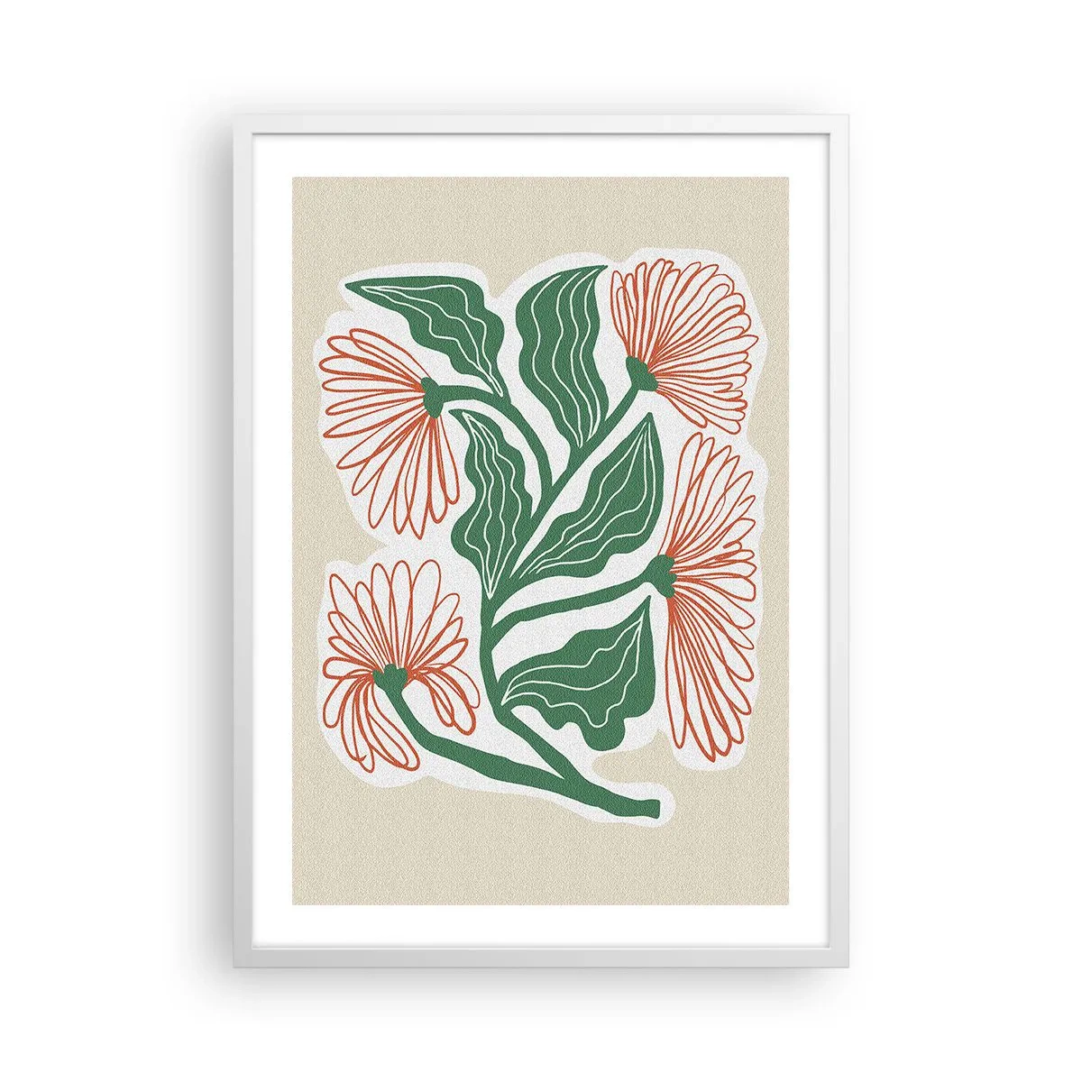 Pôster em moldura branca - Folclórico e moderno - 50x70 cm