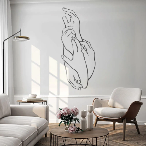 Papel de Parede Autocolante Deluxe Sticker - Bom toque - Mãos, Linha, Minimalismo - 400x280 cm