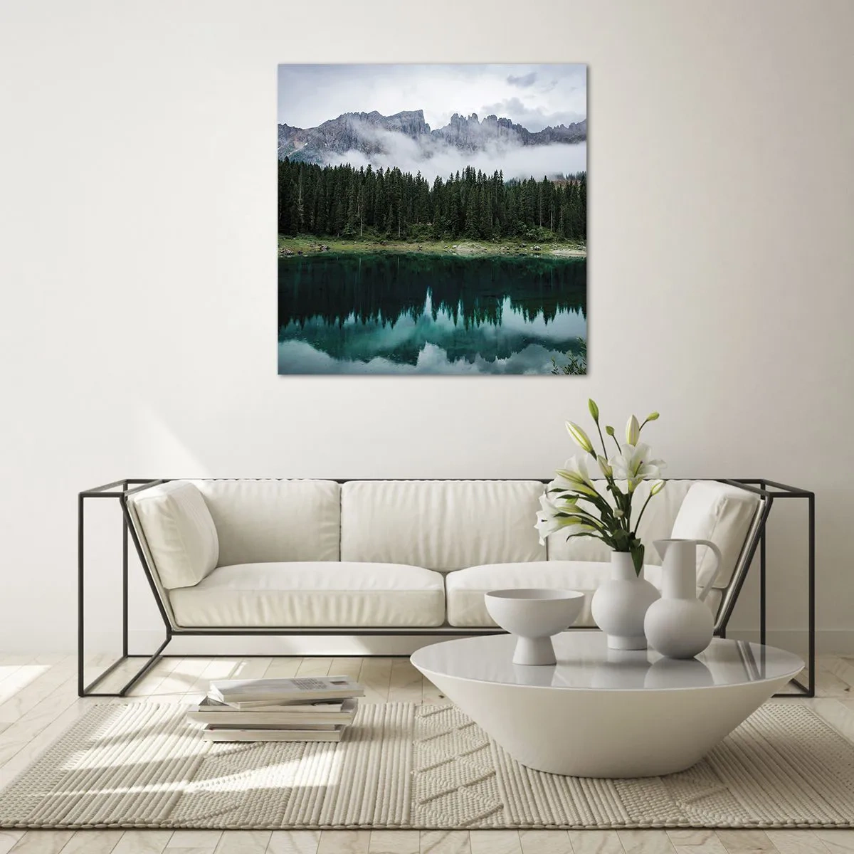 Quadro em vidro - Calma, silêncio, não vamos acordar a água... - 40x40 cm