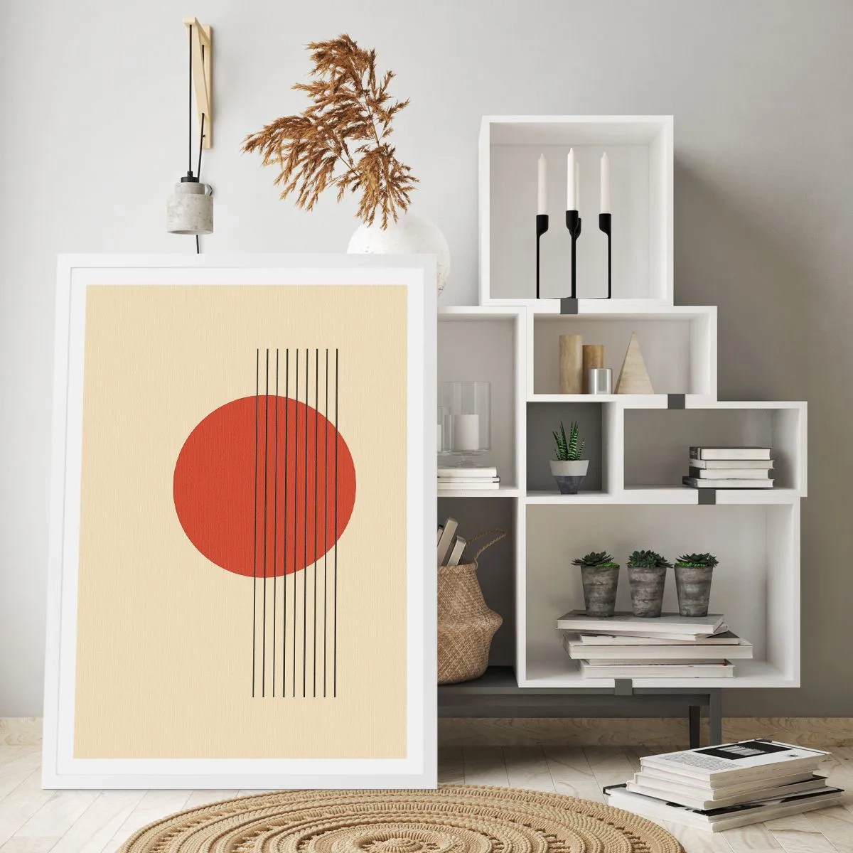 Pôster em moldura branca - Em círculo e mais além - 70x100 cm