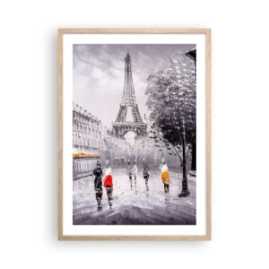 Pôster com moldura de carvalho claro - Passeio em Paris - 50x70 cm