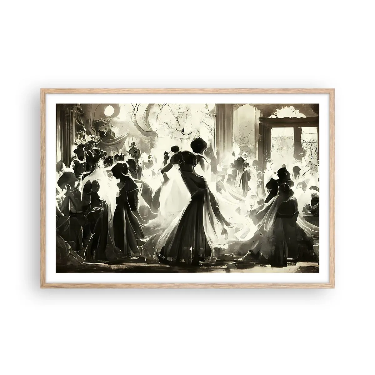Pôster com moldura de carvalho claro - O grande baile de máscaras - 91x61 cm