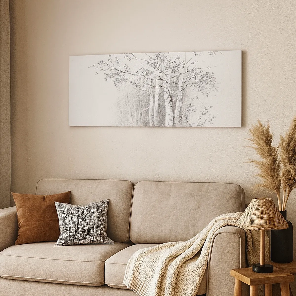 Quadro em tela - Luz da floresta de bétulas - 30x30 cm