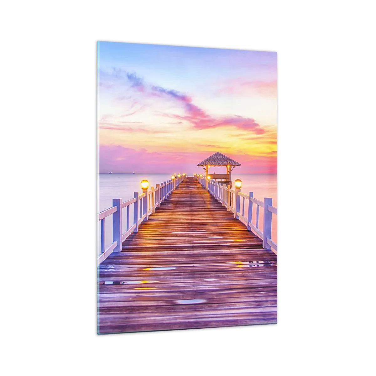 Quadro em vidro - O silêncio lilás-dourado da noite - 70x100 cm