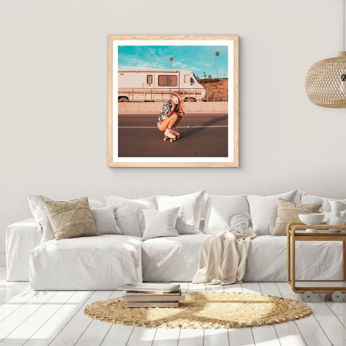 Pôster com moldura de carvalho claro - Sorria, por favor! - 40x40 cm