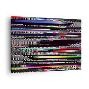 Quadro em tela - Linhas e pixels coloridos em um estilo abstrato - 70x50cm - A imagem da realidade - Decoração de parede moderna para a sala de estar e quarto ARTTOR