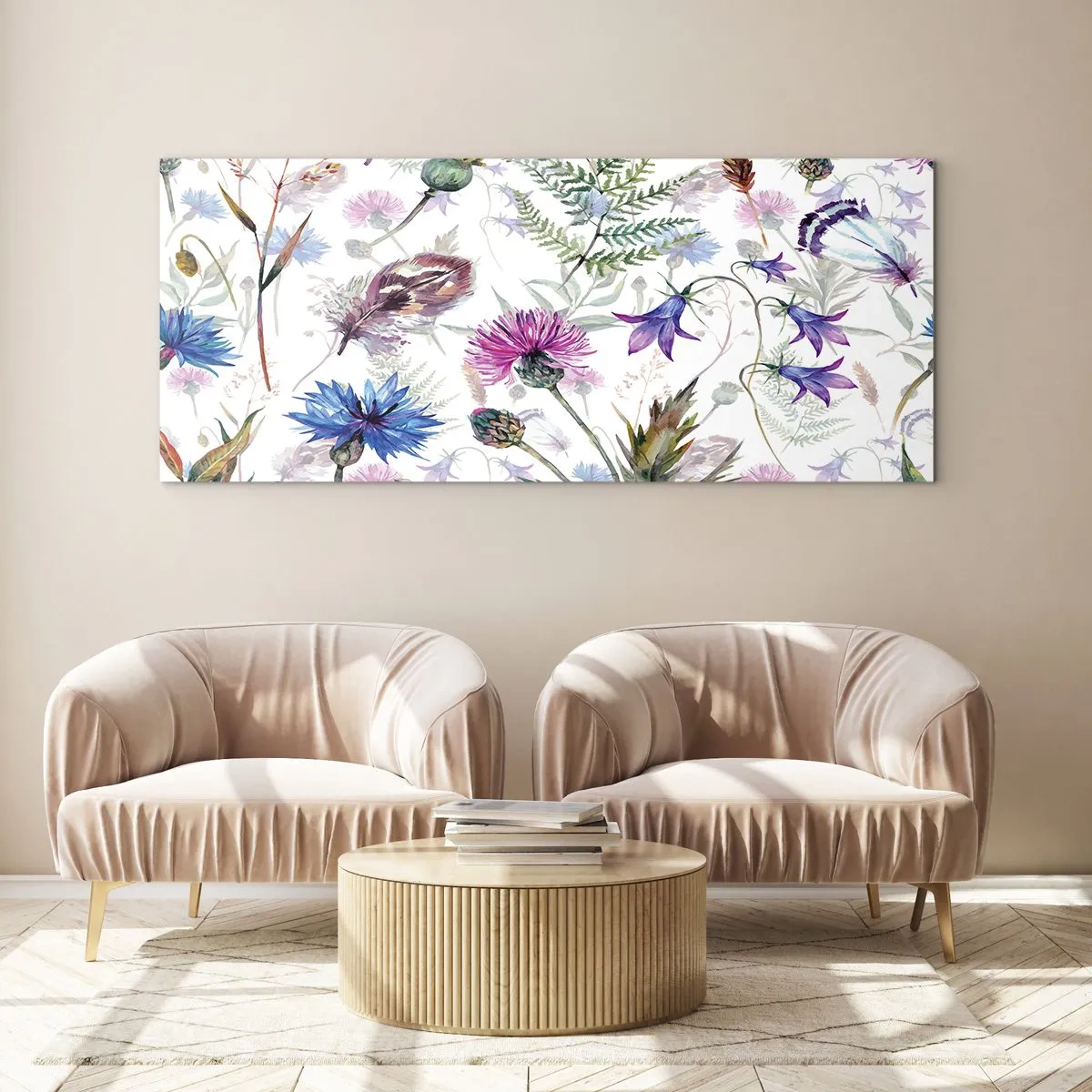 Quadro em vidro - Herbário polaco - 90x30 cm