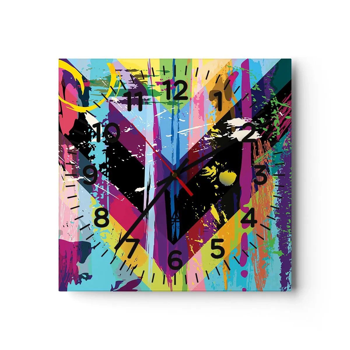 Relógio de parede - Relógio em vidro - De cima para baixo - 30x30 cm