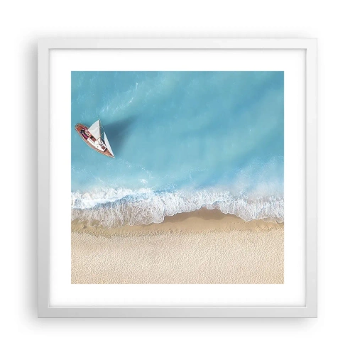 Pôster em moldura branca - No limite do azul e do ouro - 40x40 cm