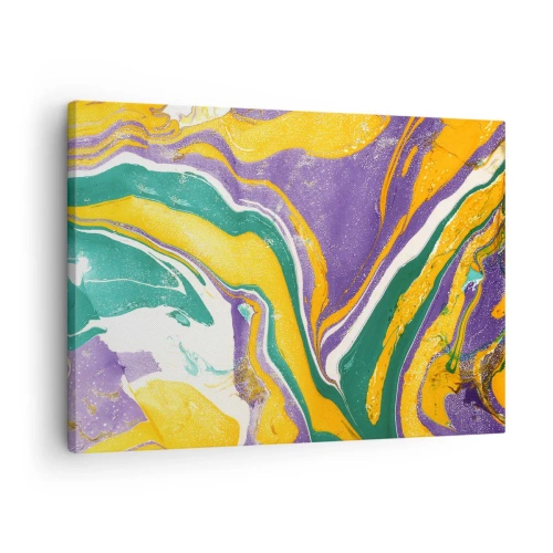 Quadro em tela - Padrão abstrato de mármore em cores vivas - 70x50cm - Ondas de cor - Decoração de parede moderna para a sala de estar e quarto ARTTOR