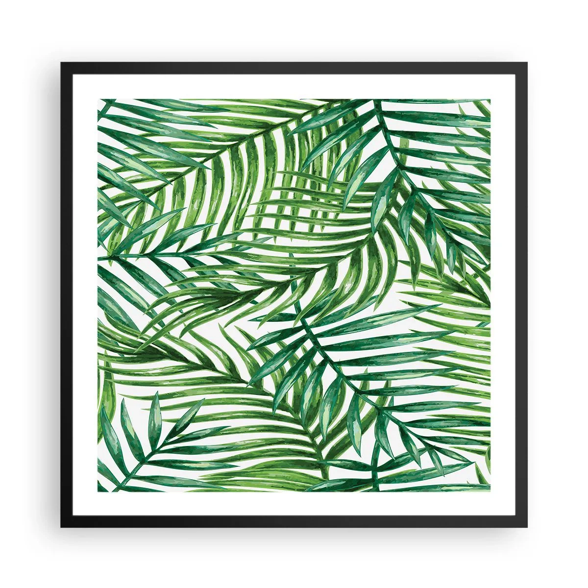 Pôster com moldura preta - Sob as folhas verdes - 60x60 cm