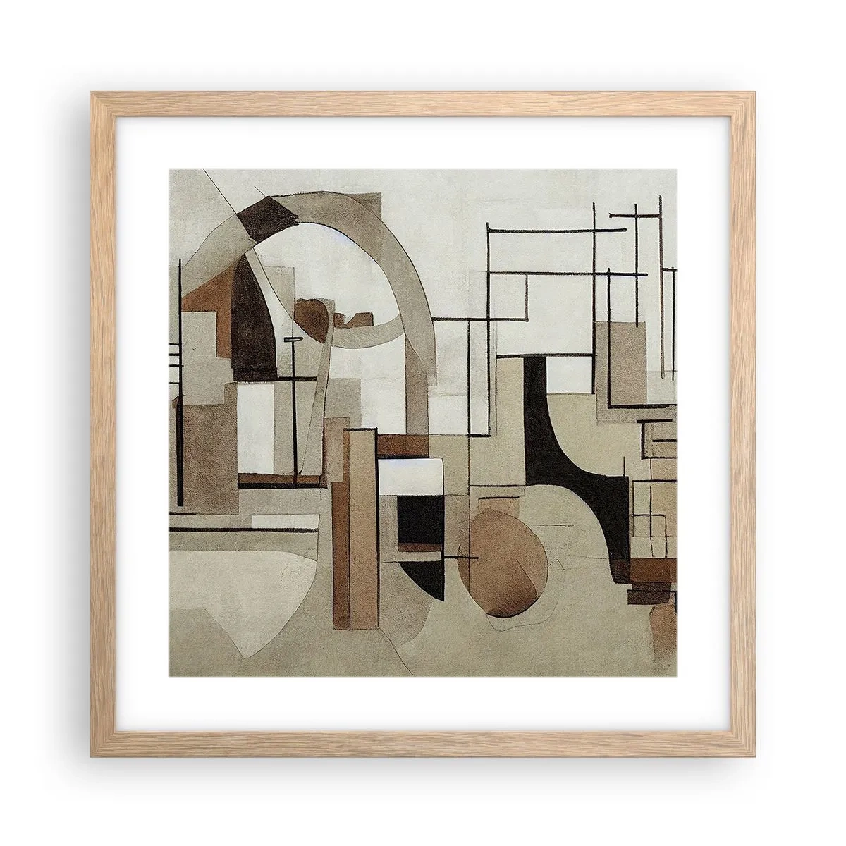Pôster com moldura de carvalho claro - Paisagem urbana 2.0 - 40x40 cm