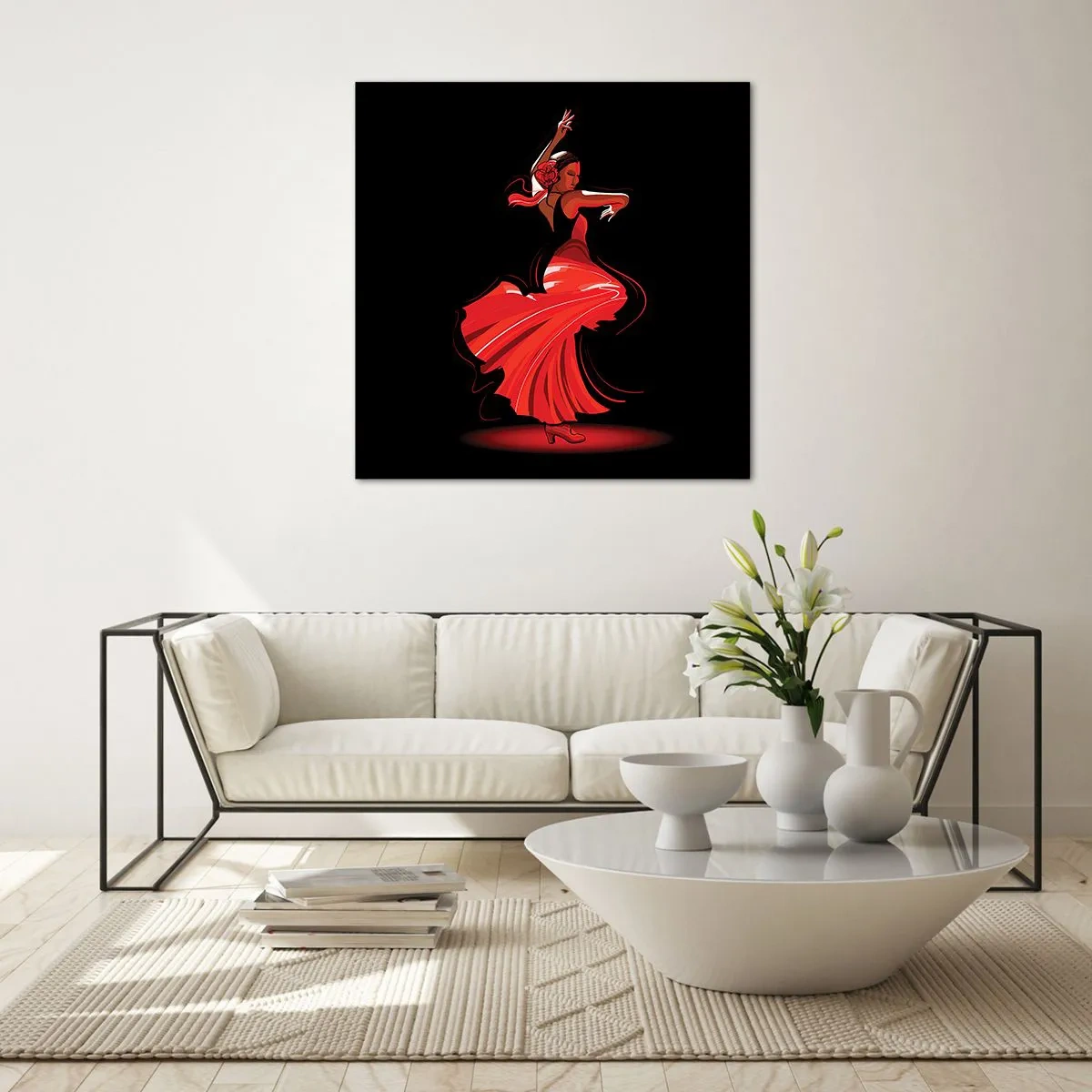 Quadro em vidro - O espírito ardente do flamenco - 50x50 cm
